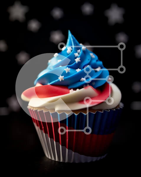 Σετ των 2 Intra Συλλεκτικό Ξύλινο Παζλ Plywood  4mm - Εορταστικό Cupcake Αμερικανικής Σημαίας Σε Ξύλινο Κουτί - Διαστάσεις: 10x10 cm – 25 κομμάτια