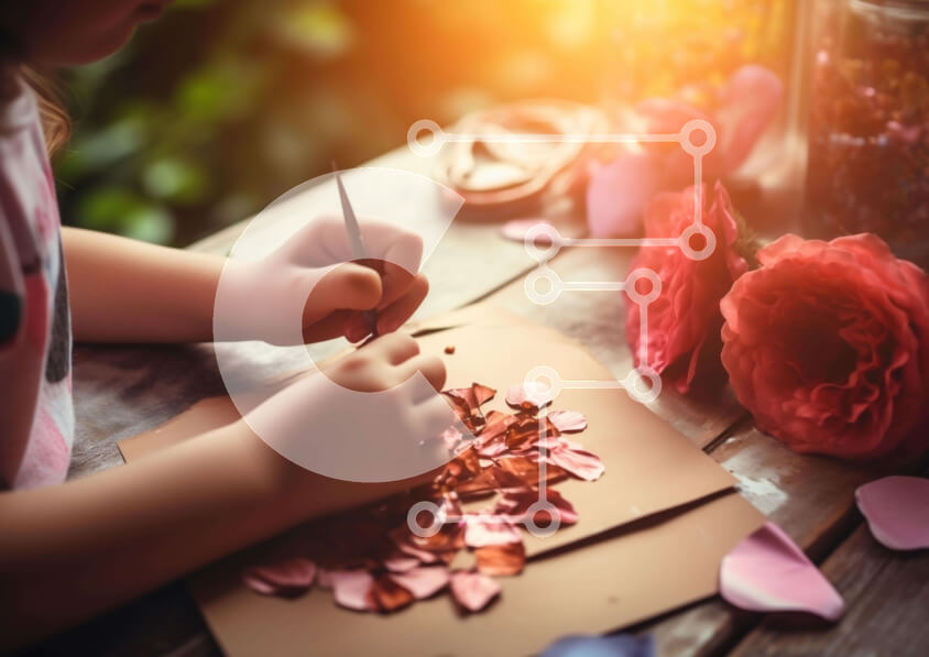 Intra Συλλεκτικό Ξύλινο Παζλ Plywood  4mm - Νεαρό κορίτσι που δημιουργεί την τέχνη Σε Ξύλινο Κουτί - Διαστάσεις Puzzle: 10x10 cm – 25 κομμάτια