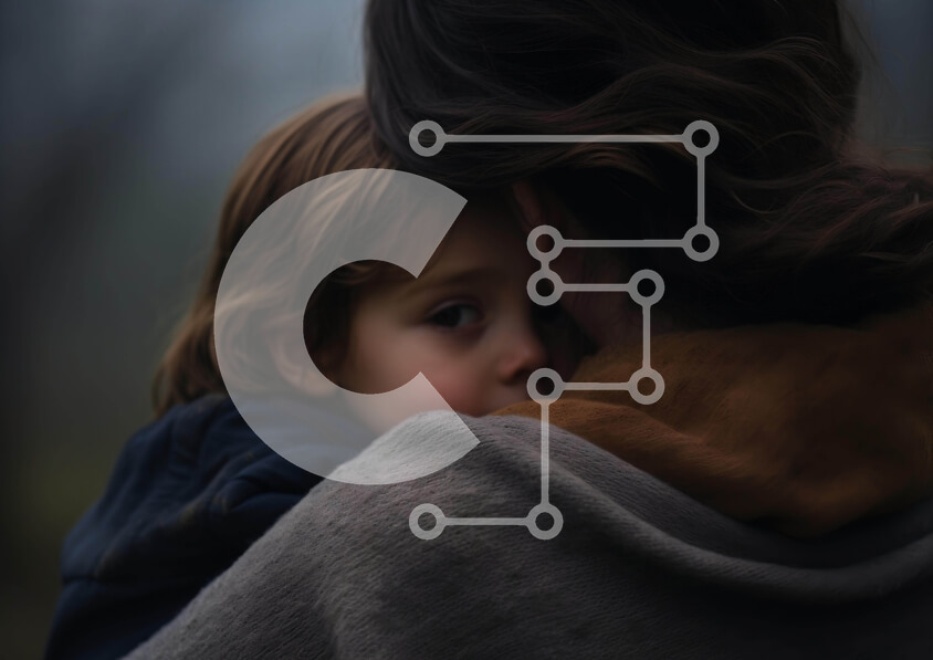 Intra Συλλεκτικό Ξύλινο Παζλ Plywood  4mm - Μητέρα και παιδί που αγκαλιάζονται σε εξωτερικούς χώρους Σε Ξύλινο Κουτί - Διαστάσεις Puzzle: 10x10 cm – 25 κομμάτια