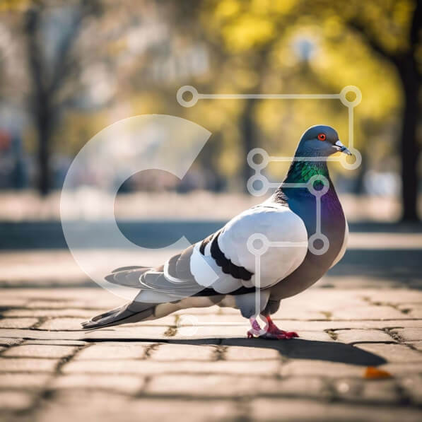 Intra Συλλεκτικό Ξύλινο Παζλ Plywood  4mm - Γκρίζο και άσπρο περιστέρι στο πεζοδρόμιο Σε Ξύλινο Κουτί - Διαστάσεις: 10x10 cm – 25 κομμάτια