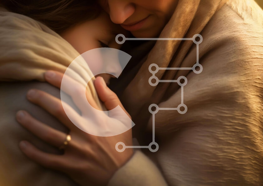 Intra Συλλεκτικό Ξύλινο Παζλ Plywood  4mm - Μητέρα που αγκαλιάζει την κόρη με το δαχτυλίδι του αρραβώνα Σε Ξύλινο Κουτί - Διαστάσεις Puzzle: 10x10 cm – 25 κομμάτια