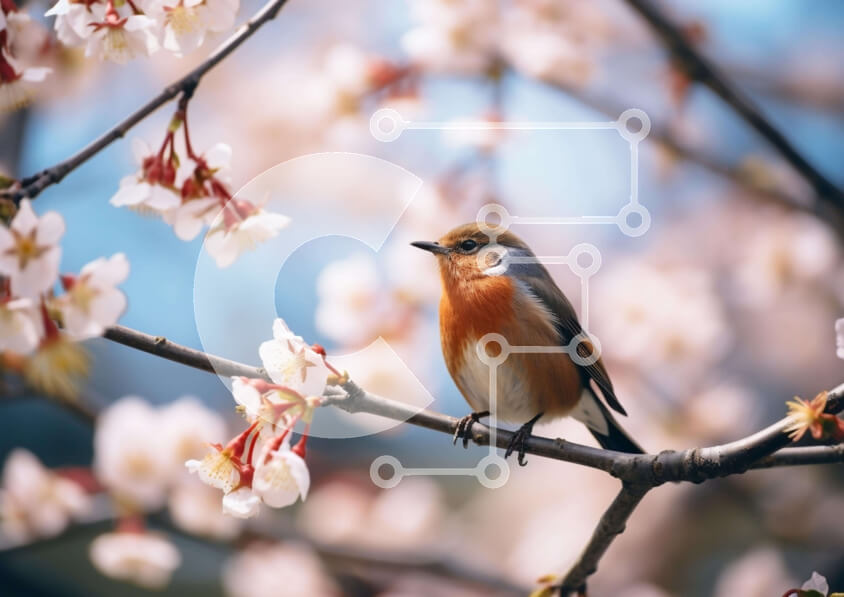 Intra Συλλεκτικό Ξύλινο Παζλ Plywood  4mm - Μικρό πουλί σκαρφαλωμένο σε κλαδί αμυγδαλιάς Σε Ξύλινο Κουτί - Διαστάσεις: 10x10 cm – 25 κομμάτια