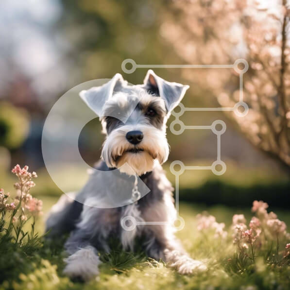 Intra Συλλεκτικό Ξύλινο Παζλ Plywood  4mm - Γαλήνια σκηνή: Σκύλος Schnauzer που χαλαρώνει στο γρασίδι Σε Ξύλινο Κουτί - Διαστάσεις: 10x10 cm – 25 κομμάτια