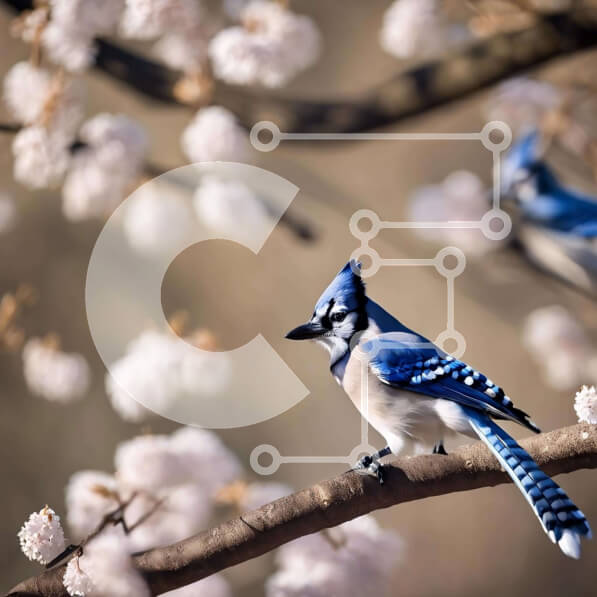 Intra Συλλεκτικό Ξύλινο Παζλ Plywood  4mm - Blue Jays στο κλαδί δέντρου Σε Ξύλινο Κουτί - Διαστάσεις: 10x10 cm – 25 κομμάτια