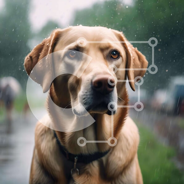 Intra Συλλεκτικό Ξύλινο Παζλ Plywood  4mm - Καφέ σκυλί στη βροχή Σε Ξύλινο Κουτί - Διαστάσεις: 10x10 cm – 25 κομμάτια