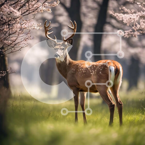 Intra Συλλεκτικό Ξύλινο Παζλ Plywood  4mm - Ελάφια σε ένα φυσικό περιβάλλον Σε Ξύλινο Κουτί - Διαστάσεις: 10x10 cm – 25 κομμάτια