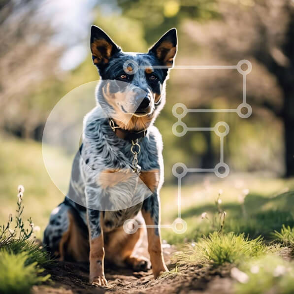 Intra Συλλεκτικό Ξύλινο Παζλ Plywood  4mm - Μπλε και μαύρος σκύλος με πορτοκαλί γιακά Σε Ξύλινο Κουτί - Διαστάσεις: 10x10 cm – 25 κομμάτια