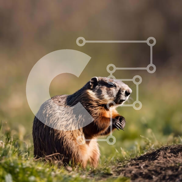 Intra Συλλεκτικό Ξύλινο Παζλ Plywood  4mm - Επίγειος σκίουρος που αναζητά τροφή στο γρασίδι Σε Ξύλινο Κουτί - Διαστάσεις: 10x10 cm – 25 κομμάτια