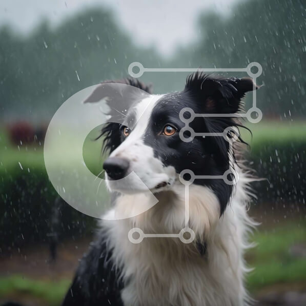 Intra Συλλεκτικό Ξύλινο Παζλ Plywood  4mm - Μαύρο και άσπρο σκυλί στη βροχή Σε Ξύλινο Κουτί - Διαστάσεις: 10x10 cm – 25 κομμάτια