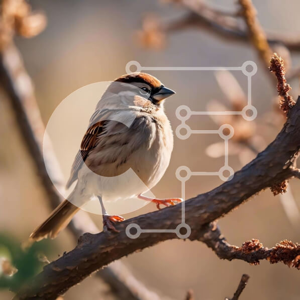 Intra Συλλεκτικό Ξύλινο Παζλ Plywood  4mm - Μικρό καφέ πουλί σκαρφαλωμένο σε κλαδί δέντρου Σε Ξύλινο Κουτί - Διαστάσεις: 10x10 cm – 25 κομμάτια