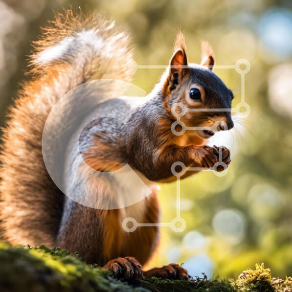 Intra Συλλεκτικό Ξύλινο Παζλ Plywood  4mm - Περίεργος σκίουρος με παξιμάδι σε ποώδη κλαδιά Σε Ξύλινο Κουτί - Διαστάσεις: 10x10 cm – 25 κομμάτια