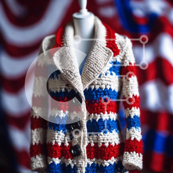 Σετ των 2 Intra Συλλεκτικό Ξύλινο Παζλ Plywood  4mm - Πουλόβερ εμπνευσμένο από αμερικανική σημαία σε μανεκέν Σε Ξύλινο Κουτί - Διαστάσεις: 10x10 cm – 25 κομμάτια