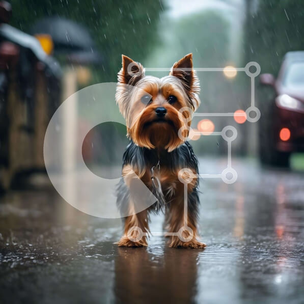 Intra Συλλεκτικό Ξύλινο Παζλ Plywood  4mm - Μικρό σκυλί που περιμένει μπροστά από τα αυτοκίνητα Σε Ξύλινο Κουτί - Διαστάσεις: 10x10 cm – 25 κομμάτια