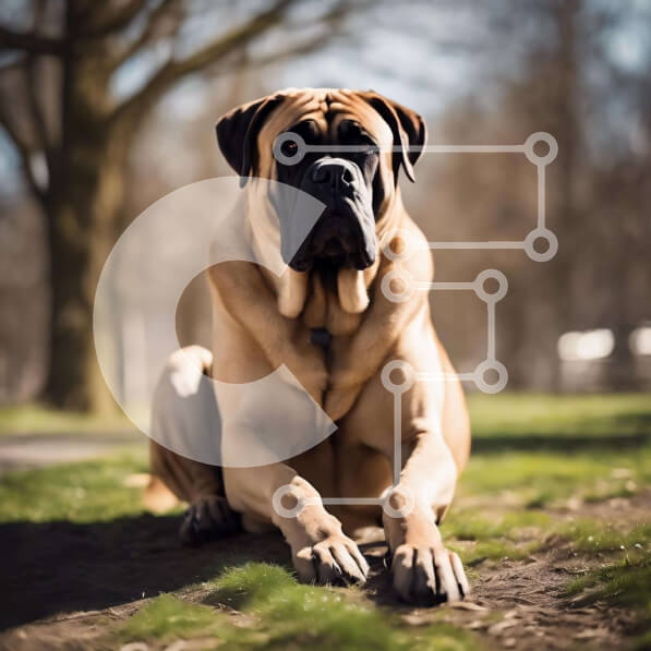 Intra Συλλεκτικό Ξύλινο Παζλ Plywood  4mm - Μεγάλο καφέ σκυλί που κάθεται σε εξωτερικούς χώρους Σε Ξύλινο Κουτί - Διαστάσεις: 10x10 cm – 25 κομμάτια