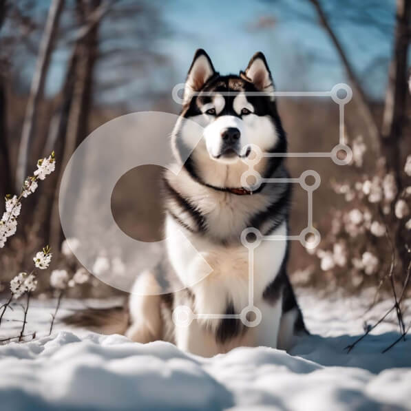 Intra Συλλεκτικό Ξύλινο Παζλ Plywood  4mm - Σιβηρικός χάσκι στο χιόνι Σε Ξύλινο Κουτί - Διαστάσεις: 10x10 cm – 25 κομμάτια