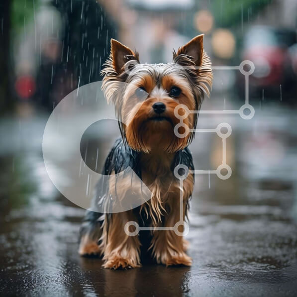 Intra Συλλεκτικό Ξύλινο Παζλ Plywood  4mm - Περίεργο μικρό σκυλί στη βροχή Σε Ξύλινο Κουτί - Διαστάσεις: 10x10 cm – 25 κομμάτια