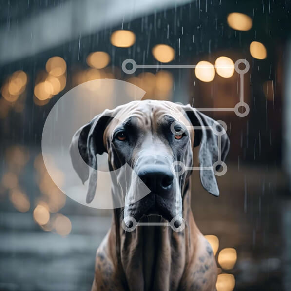 Intra Συλλεκτικό Ξύλινο Παζλ Plywood  4mm - Μεγάλο σκυλί που στέκεται στη βροχή Σε Ξύλινο Κουτί - Διαστάσεις: 10x10 cm – 25 κομμάτια