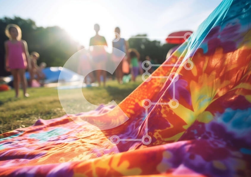 Intra Συλλεκτικό Ξύλινο Παζλ Plywood  4mm - Πολύχρωμη υπαίθρια σκηνή με ανθρώπους και ομπρέλα Σε Ξύλινο Κουτί - Διαστάσεις Puzzle: 10x10 cm – 25 κομμάτια