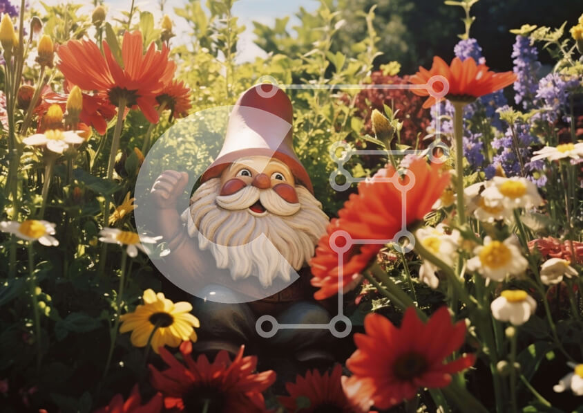 Intra Συλλεκτικό Ξύλινο Παζλ Plywood  4mm - Πολύχρωμο στοιχειό κήπου ανάμεσα σε ζωντανά λουλούδια Σε Ξύλινο Κουτί - Διαστάσεις: 10x10 cm – 25 κομμάτια