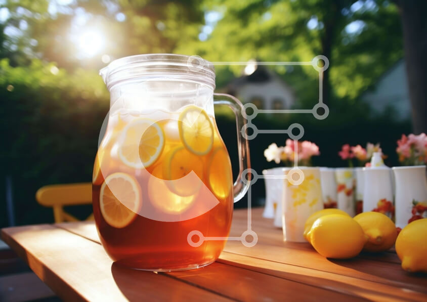 Σετ των 2 Intra Συλλεκτικό Ξύλινο Παζλ Plywood  4mm - Στάμνα λεμονάδας με φρέσκα λεμόνια και φλιτζάνια Σε Ξύλινο Κουτί - Διαστάσεις: 10x10 cm – 25 κομμάτια