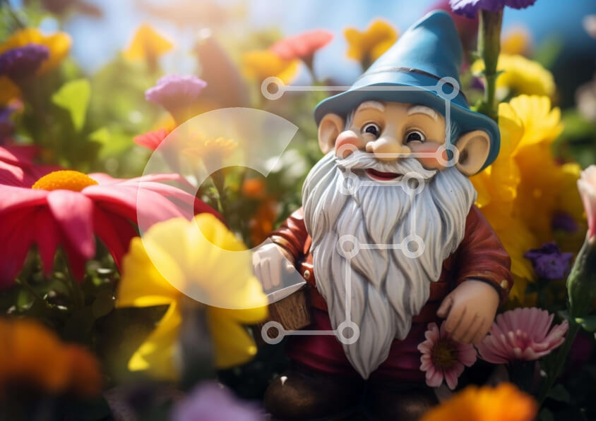 Intra Συλλεκτικό Ξύλινο Παζλ Plywood  4mm - Πολύχρωμη σκηνή κήπου με ειδώλιο Gnome Σε Ξύλινο Κουτί - Διαστάσεις: 10x10 cm – 25 κομμάτια