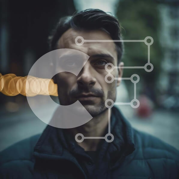 Intra Συλλεκτικό Ξύλινο Παζλ Plywood  4mm - Άτομο που στέκεται στο δρόμο με τα φώτα Σε Ξύλινο Κουτί - Διαστάσεις Puzzle: 10x10 cm – 25 κομμάτια