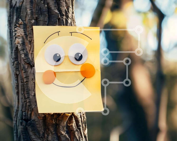 Intra Συλλεκτικό Ξύλινο Παζλ Plywood  4mm - Χαρούμενο κολλώδες πρόσωπο στο δέντρο Σε Ξύλινο Κουτί - Διαστάσεις: 10x10 cm – 25 κομμάτια