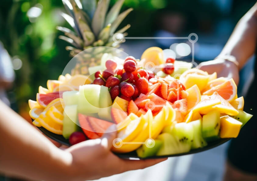 Σετ των 2 Intra Συλλεκτικό Ξύλινο Παζλ Plywood  4mm - Πιατέλα με φρέσκα φρούτα που κρατούν δύο άτομα Σε Ξύλινο Κουτί - Διαστάσεις: 10x10 cm – 25 κομμάτια