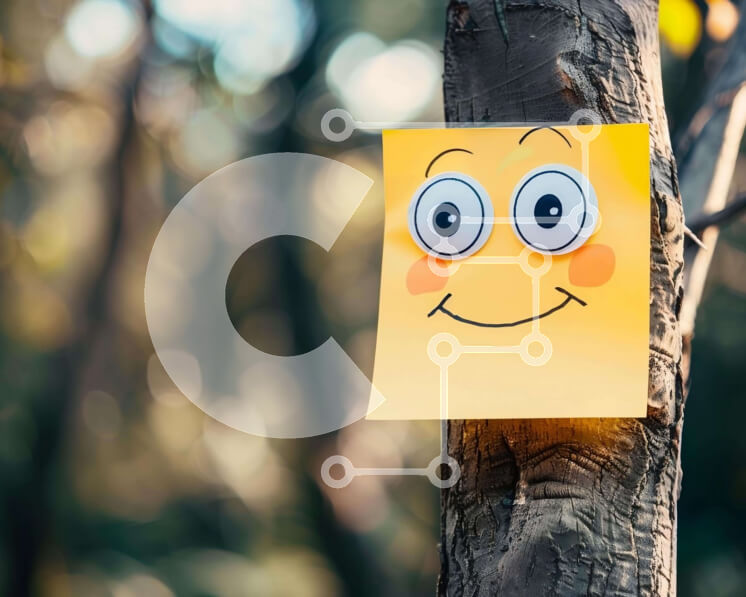 Intra Συλλεκτικό Ξύλινο Παζλ Plywood  4mm - Smiley Face Post-It Note σε Oak Tree in Forest Σε Ξύλινο Κουτί - Διαστάσεις: 10x10 cm – 25 κομμάτια