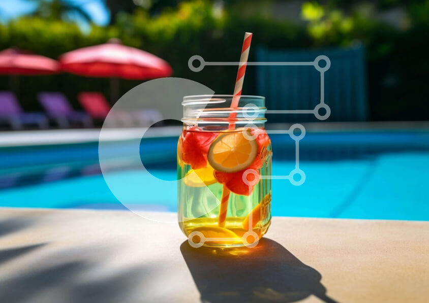 Σετ των 2 Intra Συλλεκτικό Ξύλινο Παζλ Plywood  4mm - Δροσιστικό Mason Jar Lemonade δίπλα στην πισίνα Σε Ξύλινο Κουτί - Διαστάσεις: 10x10 cm – 25 κομμάτια