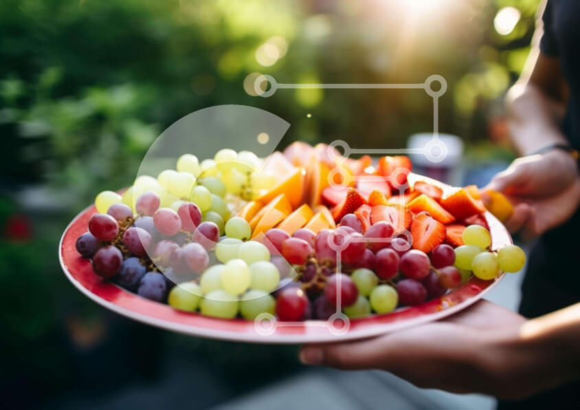 Σετ των 2 Intra Συλλεκτικό Ξύλινο Παζλ Plywood  4mm - Πιάτο με φρούτα και λαχανικά Σε Ξύλινο Κουτί - Διαστάσεις: 10x10 cm – 25 κομμάτια