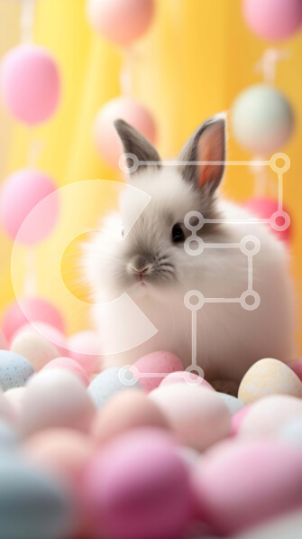 Σετ των 2 Intra Συλλεκτικό Ξύλινο Παζλ Plywood  4mm - Περίεργο λευκό λαγουδάκι με πολύχρωμα πασχαλινά αυγά Σε Ξύλινο Κουτί - Διαστάσεις: 10x10 cm – 25 κομμάτια