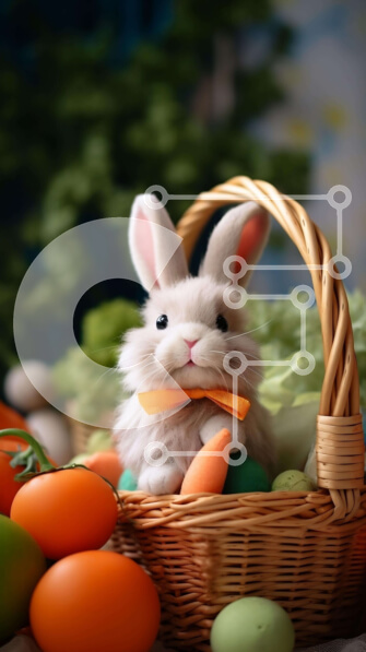 Intra Συλλεκτικό Ξύλινο Παζλ Plywood  4mm - Πασχαλινό λαγουδάκι με αυγά σε καλάθι Σε Ξύλινο Κουτί - Διαστάσεις: 10x10 cm – 25 κομμάτια