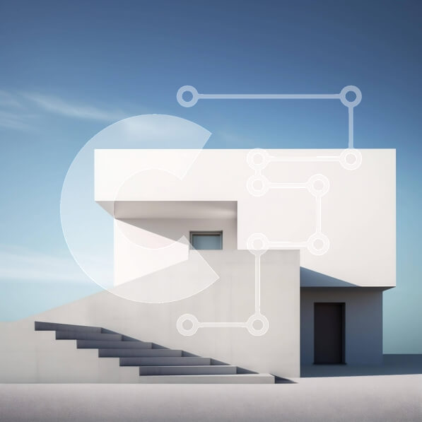 Intra Συλλεκτικό Ξύλινο Παζλ Plywood  4mm - Λευκό κτίριο με σκάλες Σε Ξύλινο Κουτί - Διαστάσεις Puzzle: 10x10 cm – 25 κομμάτια