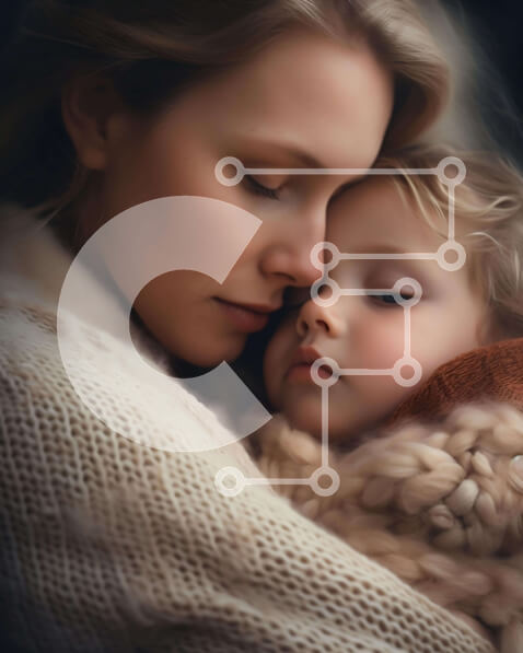 Intra Συλλεκτικό Ξύλινο Παζλ Plywood  4mm - Μητέρα και παιδί που κουκουλώνονται με κουβέρτες Σε Ξύλινο Κουτί - Διαστάσεις Puzzle: 10x10 cm – 25 κομμάτια