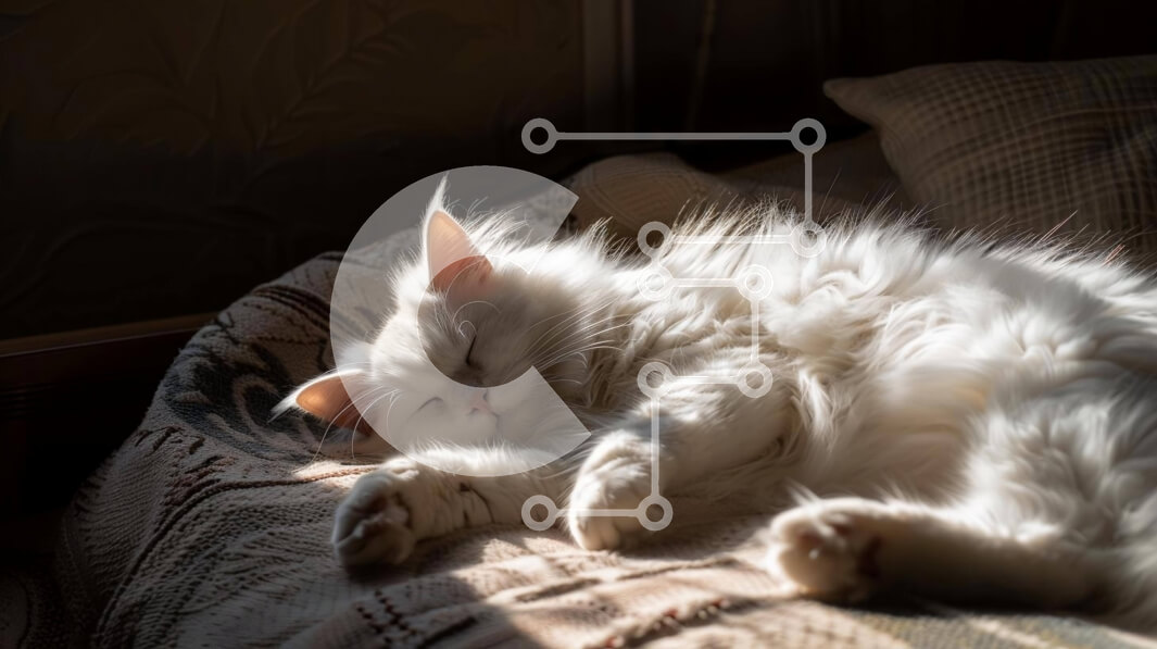 Σετ των 2 Intra Συλλεκτικό Ξύλινο Παζλ Plywood  4mm - Λευκή αφράτη γάτα που κοιμάται στο κρεβάτι Σε Ξύλινο Κουτί - Διαστάσεις: 10x10 cm – 25 κομμάτια