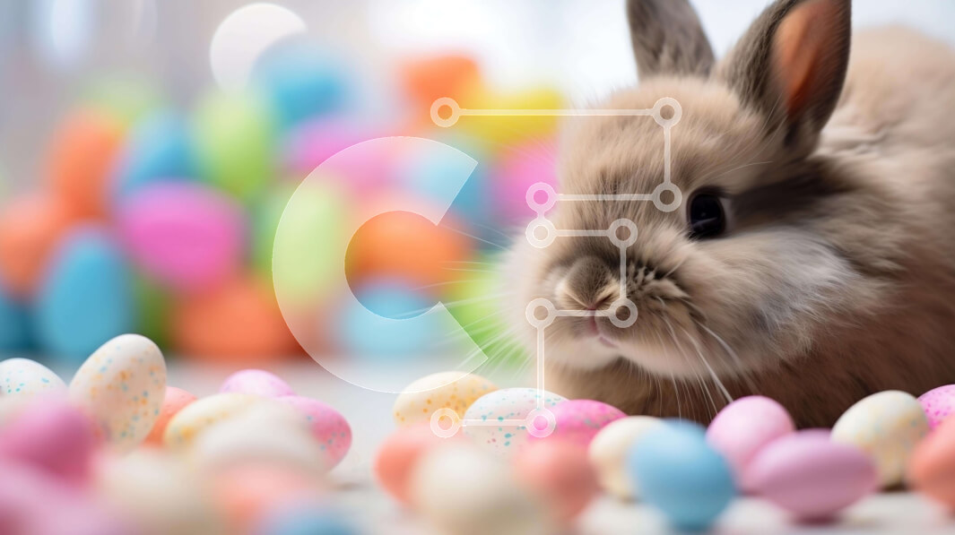 Σετ των 2 Intra Συλλεκτικό Ξύλινο Παζλ Plywood  4mm - Περίεργο λαγουδάκι με πολύχρωμα πασχαλινά αυγά Σε Ξύλινο Κουτί - Διαστάσεις: 10x10 cm – 25 κομμάτια