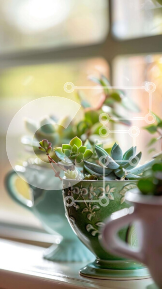 Σετ των 2 Intra Συλλεκτικό Ξύλινο Παζλ Plywood  4mm - Παχύφυτα σε περβάζι παραθύρου Σε Ξύλινο Κουτί - Διαστάσεις: 10x10 cm – 25 κομμάτια