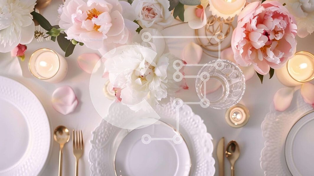 Σετ των 2 Intra Συλλεκτικό Ξύλινο Παζλ Plywood  4mm - Κομψό τραπεζάκι με λευκά πιάτα και χρυσά μαχαιροπίρουνα Σε Ξύλινο Κουτί - Διαστάσεις: 10x10 cm – 25 κομμάτια