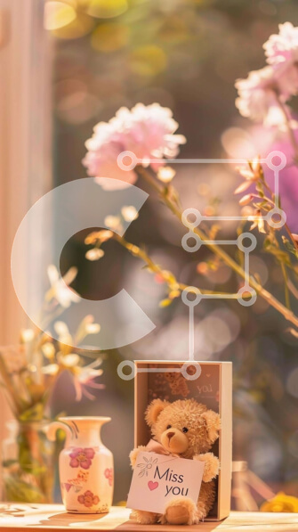 Intra Συλλεκτικό Ξύλινο Παζλ Plywood  4mm - Αρκουδάκι και κάρτα για τη γιορτή της μητέρας με λουλούδια Σε Ξύλινο Κουτί - Διαστάσεις Puzzle: 10x10 cm – 25 κομμάτια