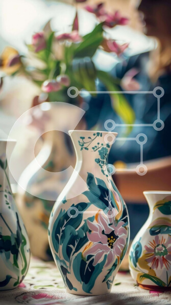 Intra Συλλεκτικό Ξύλινο Παζλ Plywood  4mm - Χειροποίητα βάζα με λουλουδάτα σχέδια Σε Ξύλινο Κουτί - Διαστάσεις: 10x10 cm – 25 κομμάτια