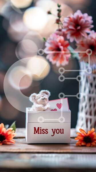 Intra Συλλεκτικό Ξύλινο Παζλ Plywood  4mm - Συναισθηματική συσκευασία δώρου με λουλούδια και αρκουδάκια Σε Ξύλινο Κουτί - Διαστάσεις Puzzle: 10x10 cm – 25 κομμάτια