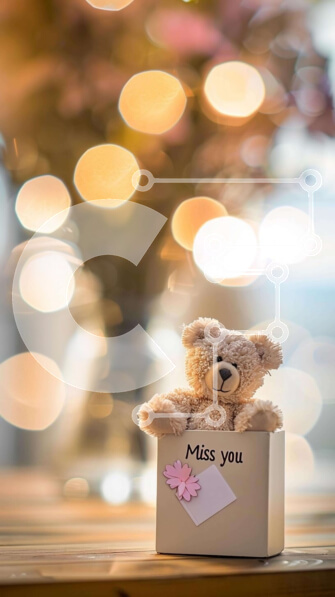 Intra Συλλεκτικό Ξύλινο Παζλ Plywood  4mm - Αρκουδάκι σε ανοιχτό κουτί δώρου με λουλούδια Σε Ξύλινο Κουτί - Διαστάσεις Puzzle: 10x10 cm – 25 κομμάτια