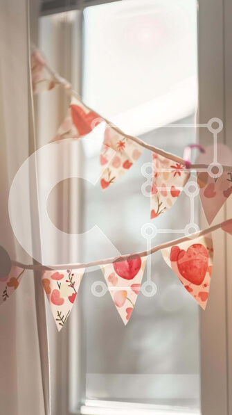 Intra Συλλεκτικό Ξύλινο Παζλ Plywood  4mm - Ροζ και άσπρη γιρλάντα Σε Ξύλινο Κουτί - Διαστάσεις Puzzle: 10x10 cm – 25 κομμάτια