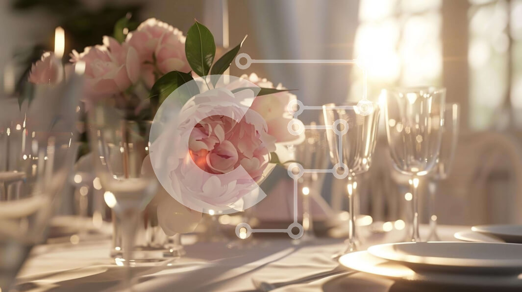 Σετ των 2 Intra Συλλεκτικό Ξύλινο Παζλ Plywood  4mm - Κομψό σετ τραπεζαρίας με ροζ λουλούδια και ποτήρια κρασιού Σε Ξύλινο Κουτί - Διαστάσεις: 10x10 cm – 25 κομμάτια