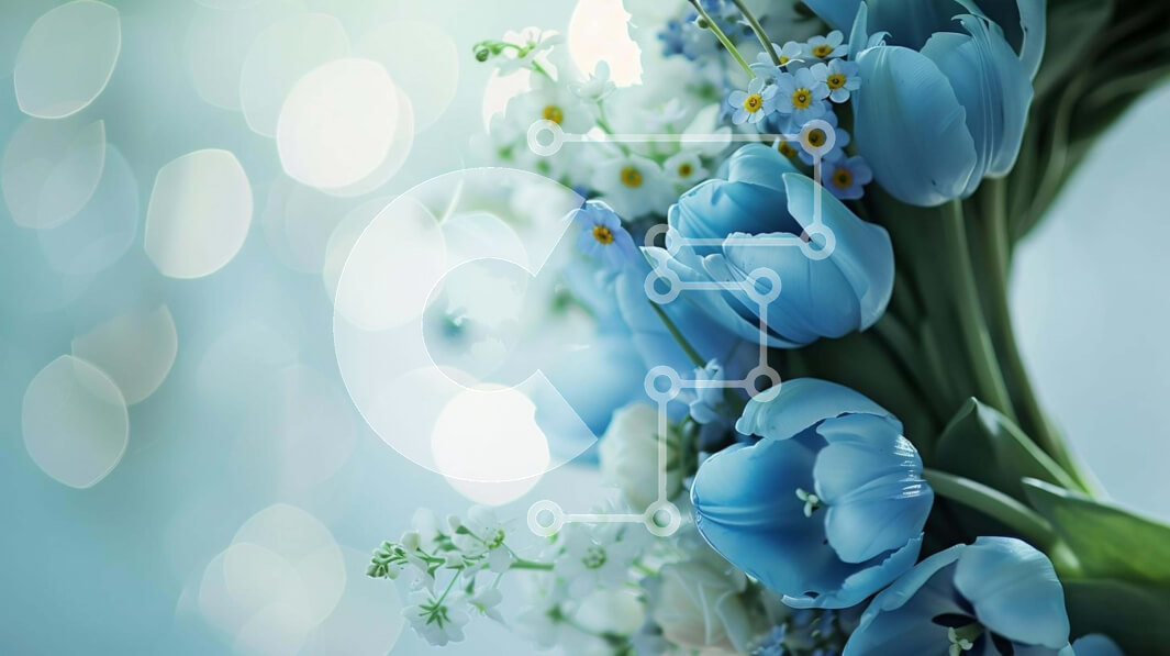 Intra Συλλεκτικό Ξύλινο Παζλ Plywood  4mm - Μπουκέτο με μπλε, λευκά και κίτρινα λουλούδια Σε Ξύλινο Κουτί - Διαστάσεις: 10x10 cm – 25 κομμάτια