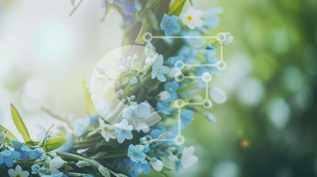 Intra Συλλεκτικό Ξύλινο Παζλ Plywood  4mm - Μπλε και άσπρο στεφάνι λουλουδιών Σε Ξύλινο Κουτί - Διαστάσεις: 10x10 cm – 25 κομμάτια