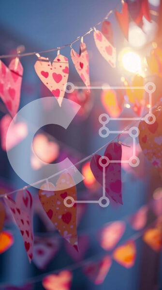 Intra Συλλεκτικό Ξύλινο Παζλ Plywood  4mm - Πολύχρωμη χάρτινη οθόνη καρδιών για την ημέρα του Αγίου Βαλεντίνου Σε Ξύλινο Κουτί - Διαστάσεις Puzzle: 10x10 cm – 25 κομμάτια