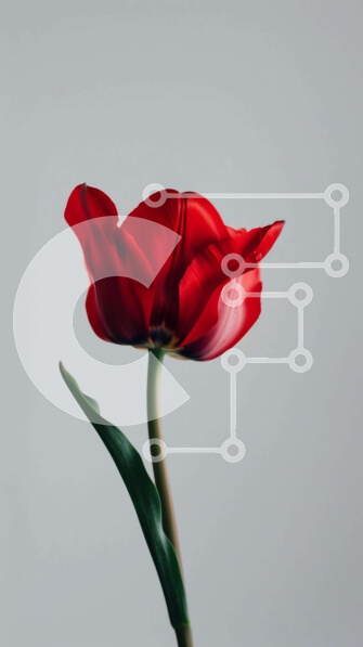 Σετ των 2 Intra Συλλεκτικό Ξύλινο Παζλ Plywood  4mm - Μονό κόκκινο λουλούδι τουλίπας σε όρθιο βάζο Σε Ξύλινο Κουτί - Διαστάσεις: 10x10 cm – 25 κομμάτια