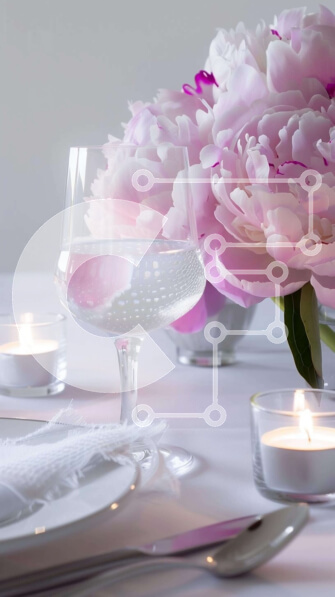 Intra Συλλεκτικό Ξύλινο Παζλ Plywood  4mm - Κομψό σετ τραπεζαρίας με ροζ λουλούδια Σε Ξύλινο Κουτί - Διαστάσεις: 10x10 cm – 25 κομμάτια